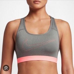 Nike Womens Pro Classic Cooling Sports Bra Size Small Grey Pink Dri Fit Mesh
